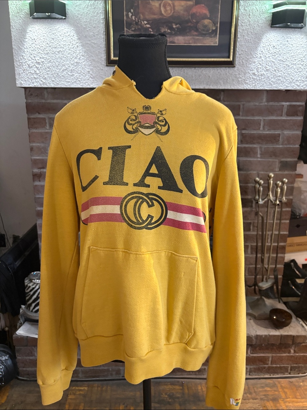 Rebel Yell Yellow CIAO Graphic Pullover Hoodie